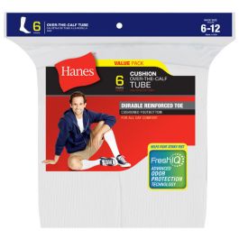 Hanes Men's Over-the-Calf Tube Socks Shoe Sizes 6-12 (24 Pack