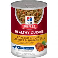 HILL'S SCIENCE DIET ADULT 7+ HEALTHY CUISINE ROASTED CHICKEN CARROTS & SPINACH STEW CANNED DOG FOOD