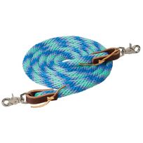 WEAVER EQUINE™ Poly Roper Reins, 35-2026-Q15, Mint / Lavender / French Blue, 5/8 IN x 8 FT