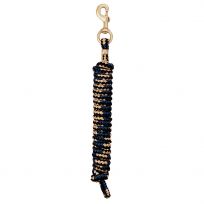 WEAVER EQUINE™ Poly Lead Rope with a Solid Brass #225 Snap, 35-2100-K3, Black / Tan / Navy, 5/8 IN x 10 FT