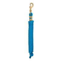 WEAVER EQUINE™ Poly Lead Rope with a Solid Brass #225 Snap, 35-2100-S29, Hurricane Blue, 5/8 IN x 10 FT