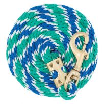 WEAVER EQUINE™ Value Lead Rope with Brass Plated #225 Snap, 35-2155-Q12, Blue / White / Green, 5/8 IN x 8 FT