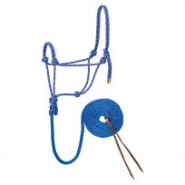 WEAVER EQUINE™ Diamond Braid Reflective Rope Halter and Lead, 35-7804-H2, Blue / Gray
