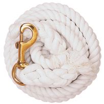 WEAVER EQUINE™ Cotton Lead Rope with Solid Brass #225 Snap, 35-1901, White, 5/8 IN x 10 FT