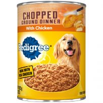 Pedigree Adult Canned Wet Dog Food Chopped Ground Dinner with Chicken, 10141837, 22 OZ Can
