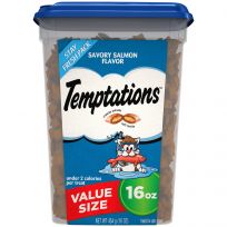 Temptations™ Classic Crunchy and Soft Cat Treats Savory Salmon Flavor, 10162837, 16 OZ Tub