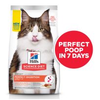 Hill's Science Diet Adult 1-6 Perfect Digestion Chicken, Barley & Whole Oats Recipe Dry Cat Food, 605512, 6 LB Bag