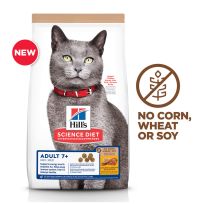 Hill's Science Diet Adult 7+ No Corn, Wheat or Soy Dry Cat Food, Chicken, 604956, 3.5 LB Bag