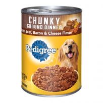 Pedigree Meaty Ground Dinner with Chunky Beef, Bacon and Cheese Dog Food, 474-002-15, 13.2 OZ Can