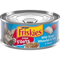 PURINA Friskies Prime Filets With Ocean Whitefish & Tuna In Sauce Cat Food, 5.5 OZ Can