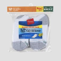 Hanes Boy's Cushion No Show Socks, 12-Pack