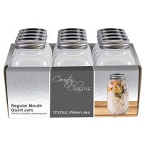 Country Classics Regular Mouth Glass Canning Jar, 1 Quart (32 OZ), 12-Pack, CCCJ-132-12PK