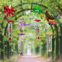Exhart WindyWings Wind Chime, 7 IN, Assorted Colors, 40104