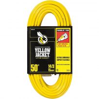 Yellow Jacket Heavy-Duty Premium Contractor Extension Cord with Lighted End, 2887, Yellow, 50 FT