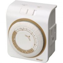 Woods Indoor Mechanical 24-Hour Timer for Lamps, 1 Grounded Outlet, White, 50001WD