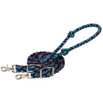WEAVER LEATHER™ EcoLuxe Flat Barrel Reins, 35325-12-08-110, Black / Turquoise / Purple, 3/4 IN x 8 FT
