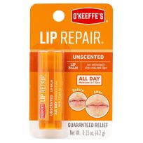 O'keeffe's Unscented Lip Repair Lip Balm, K0700102, White, .35 OZ