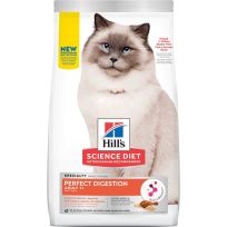 Hill's Science Diet Adult 7+ Perfect Digestion Chicken, Barley & Whole Oats Recipe Dry Cat Food, 605834, 3.5 LB Bag