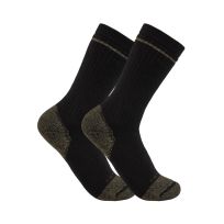 Carhartt Midweight Cotton Blend Steel Toe Boot Sock, 2-Pack, SB5552M, Black, X-Large