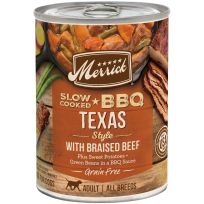 Merrick Grain Free Wet Dog Food Slow-Cooked BBQ Texas Style with Braised Beef, 8284002, 12.7 OZ Can
