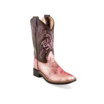 Old West Girl's Girls Faux Leather Crackle Cowboy Boots