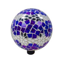 Alpine Mosaic Gazing Globe with Mirrored Floral Pattern, HMD218