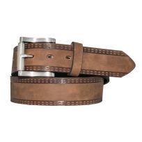 Hickory Creek 1 1/2" Deeply Embossed Padded Double Welt Design Leather Belt