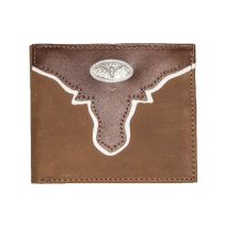 Hickory Creek Steerhead Overlay Bifold Leather Wallet, 4122W, Brown