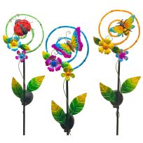 Cheap Carls Solar Circular Butterfly/Ladybug/Bee Stakes, Assorted, 956-23008