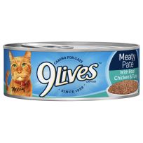 9Lives Wet Cat Food, Meaty Pate with Real Chicken & Tuna, 411-567-15, 5.5 OZ Can