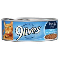 9Lives Wet Cat Food, Meaty Pate with Real Ocean Whitefish, 411-569-15, 5.5 OZ Can