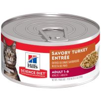 Hill's Science Diet Adult 1-6 Canned Cat Food, Savory Turkey Entre, 6613, 5.5 OZ Can