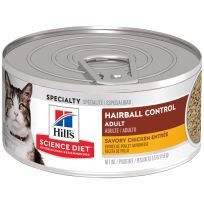 HILL'S SCIENCE DIET ADULT HAIRBALL CONTROL SAVORY CHICKEN ENTRE CANNED CAT FOOD  5.5 OZ  24-PACK