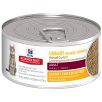 HILL'S SCIENCE DIET ADULT URINARY & HAIRBALL CONTROL SAVORY CHICKEN ENTRE CANNED CAT FOOD  5.5 OZ  2