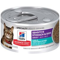 Hill's Science Diet Adult Sensitive Stomach & Skin Tuna & Vegetable Entre Canned Cat Food, 10643, 2.9 OZ Can
