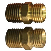 Milton 1/4 IN Mnpt X 1/4 IN Nps Hex Nipple Hose Fitting - 2-Pack, S-648