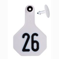 Y-Tex 26# Numbered 3 Star 2-piece Livestock Ear Tags, 50-Pack, 7700026, White