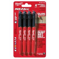Milwaukee Tool Fine Point Inkzall Markers, Black, 4-Pack, 48-22-3104