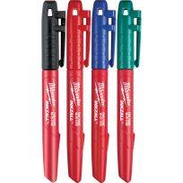 Milwaukee Tool Fine Point Inkzall Markers, Assorted Colored, 4-Pack, 48-22-3106