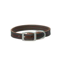 TERRAIN D.O.G. Bridle Leather Dog Collar, 06-2031-T1-13, Brown / Hurricane Blue, 3/4 IN x 13 IN