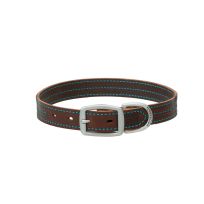 TERRAIN D.O.G. Bridle Leather Dog Collar, 06-2032-T1-19, Brown / Hurricane Blue, 1 IN x 19 IN