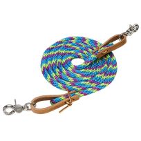 WEAVER EQUINE™ Poly Roper Reins, 35-2027-B17, Lime / Hurricane Blue / Purple Jazz, 3/8 IN x 8 FT