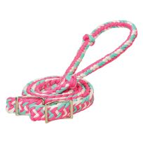 WEAVER EQUINE™ Braided Nylon Barrel Reins, 35-2051-B19, Pink / White / Mint / Sparkle, 1/2 IN x 8 FT