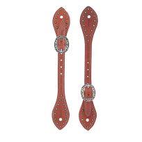 WEAVER EQUINE™ Mens Flared Buttered Harness Leather Spur Straps, 30-0301, Canyon Rose
