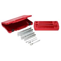 Milwaukee Tool 1/4 IN Drive Ratchet & Socket Set - SAE & Metric, 50-Piece, 48-22-9004