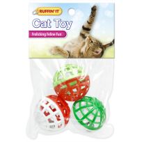 Ruffin' It Cat Toy Small Play Ball with Bell 3-Pack, 7N32004