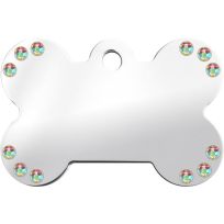 Quick-Tag Chrome with Aurora Crystals Large Bone Tag, 138019