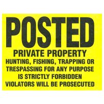 Hillman Posted Private Property Tyvek Sign 100 Pack, 845771, 11 IN x 11 IN