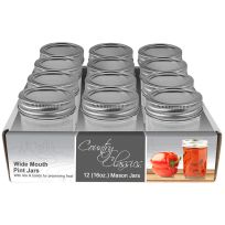 Country Classics™ Wide Mouth Glass Canning Jar, 1 Pint (16 OZ ), 12-Pack, CCCJWM-116-12PK