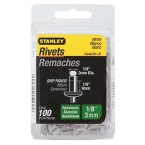 Stanley White Aluminum Rivets, 1/8 IN, 100-Pack, PAA42W-1B